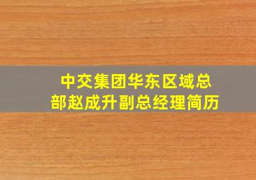 中交集团华东区域总部赵成升副总经理简历