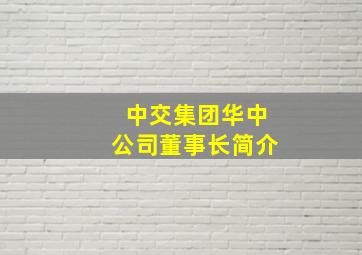 中交集团华中公司董事长简介