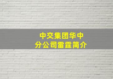 中交集团华中分公司雷霆简介