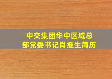 中交集团华中区域总部党委书记肖继生简历