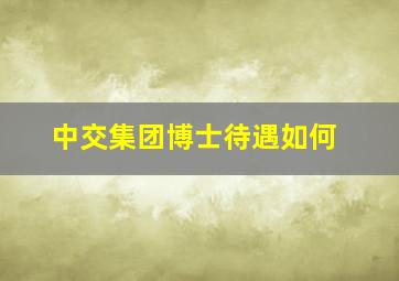 中交集团博士待遇如何