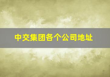 中交集团各个公司地址