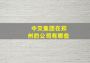 中交集团在郑州的公司有哪些