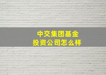 中交集团基金投资公司怎么样