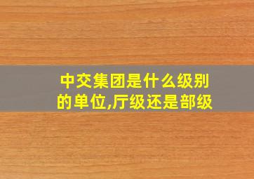 中交集团是什么级别的单位,厅级还是部级