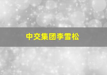 中交集团李雪松