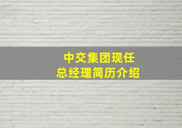 中交集团现任总经理简历介绍