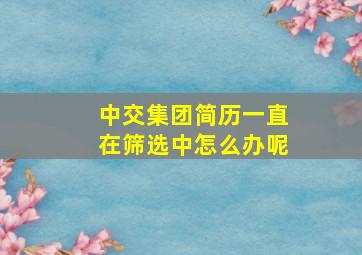 中交集团简历一直在筛选中怎么办呢