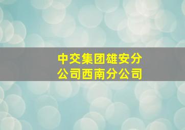 中交集团雄安分公司西南分公司