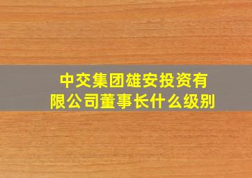 中交集团雄安投资有限公司董事长什么级别