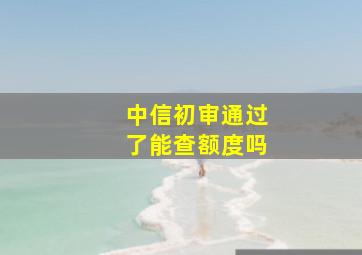 中信初审通过了能查额度吗