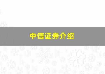 中信证券介绍