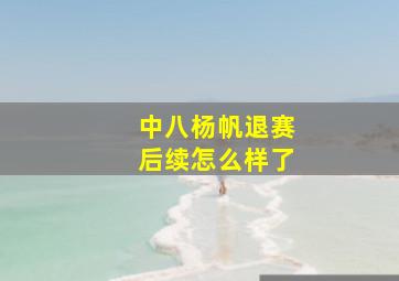 中八杨帆退赛后续怎么样了