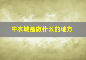 中农城是做什么的地方