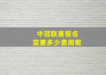 中冠联赛报名需要多少费用呢