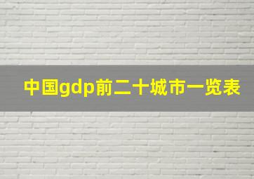 中国gdp前二十城市一览表