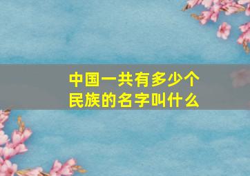 中国一共有多少个民族的名字叫什么