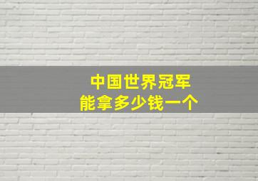 中国世界冠军能拿多少钱一个