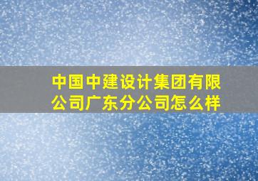 中国中建设计集团有限公司广东分公司怎么样