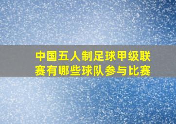 中国五人制足球甲级联赛有哪些球队参与比赛