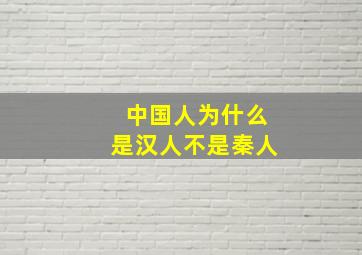 中国人为什么是汉人不是秦人