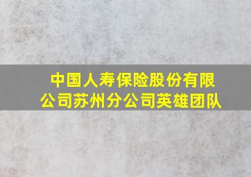 中国人寿保险股份有限公司苏州分公司英雄团队