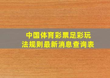 中国体育彩票足彩玩法规则最新消息查询表