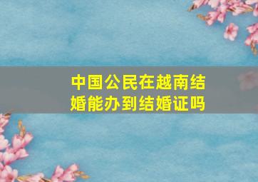 中国公民在越南结婚能办到结婚证吗