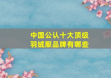 中国公认十大顶级羽绒服品牌有哪些