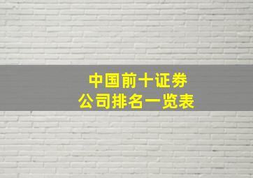 中国前十证劵公司排名一览表