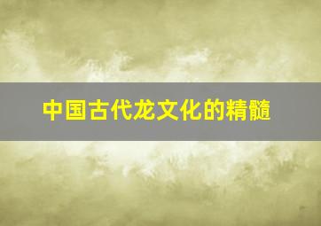 中国古代龙文化的精髓