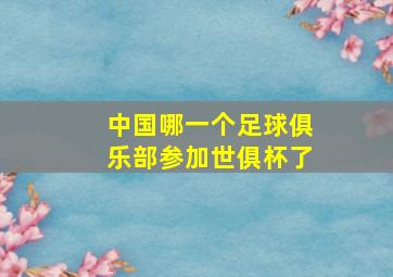 中国哪一个足球俱乐部参加世俱杯了