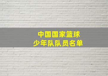 中国国家篮球少年队队员名单