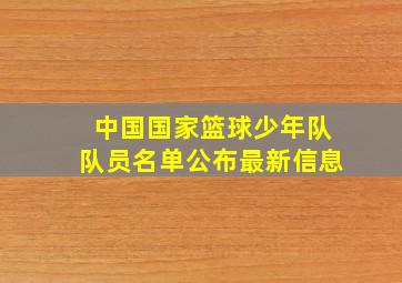 中国国家篮球少年队队员名单公布最新信息