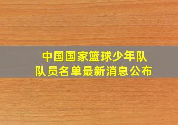 中国国家篮球少年队队员名单最新消息公布