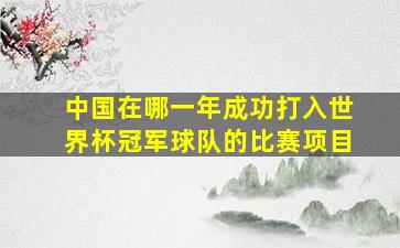 中国在哪一年成功打入世界杯冠军球队的比赛项目