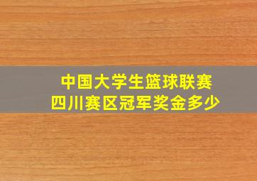 中国大学生篮球联赛四川赛区冠军奖金多少