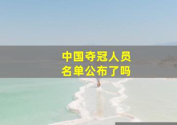 中国夺冠人员名单公布了吗