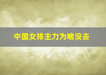 中国女排主力为啥没去