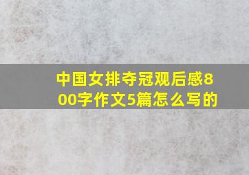 中国女排夺冠观后感800字作文5篇怎么写的