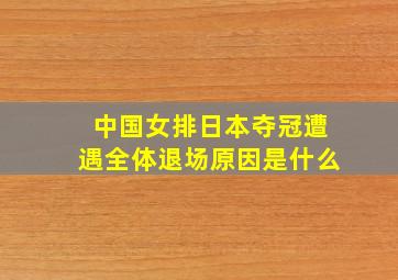 中国女排日本夺冠遭遇全体退场原因是什么