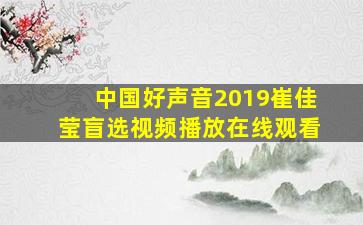 中国好声音2019崔佳莹盲选视频播放在线观看