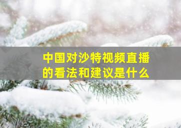 中国对沙特视频直播的看法和建议是什么