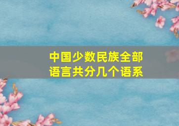 中国少数民族全部语言共分几个语系