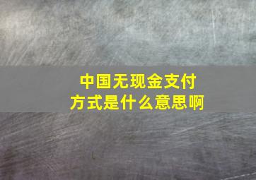 中国无现金支付方式是什么意思啊