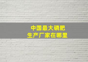 中国最大磷肥生产厂家在哪里