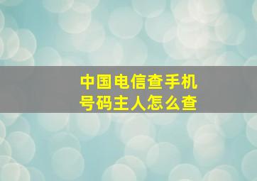 中国电信查手机号码主人怎么查