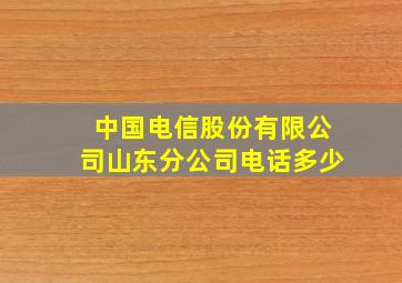 中国电信股份有限公司山东分公司电话多少