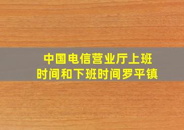 中国电信营业厅上班时间和下班时间罗平镇