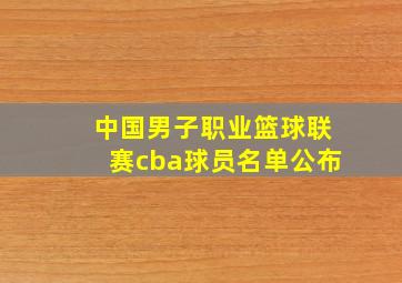 中国男子职业篮球联赛cba球员名单公布